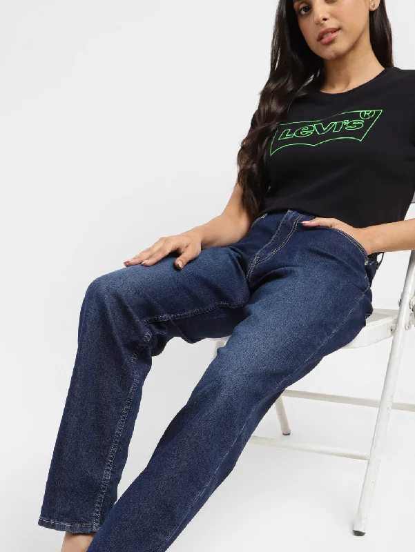 Women's denim jeans with a ceramic embellishment-Women's High Rise Mom Loose Tapered Fit Jeans Women's denim jeans with a ceramic embellishment-Women's High Rise Mom Loose Tapered Fit Jeans