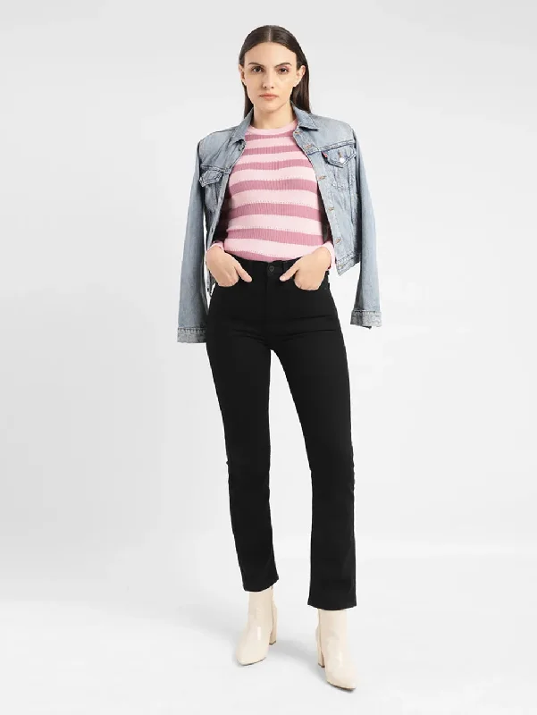 Women's denim jeans fit and styled-Women's High Rise Ribcage Crop Bootcut Jeans