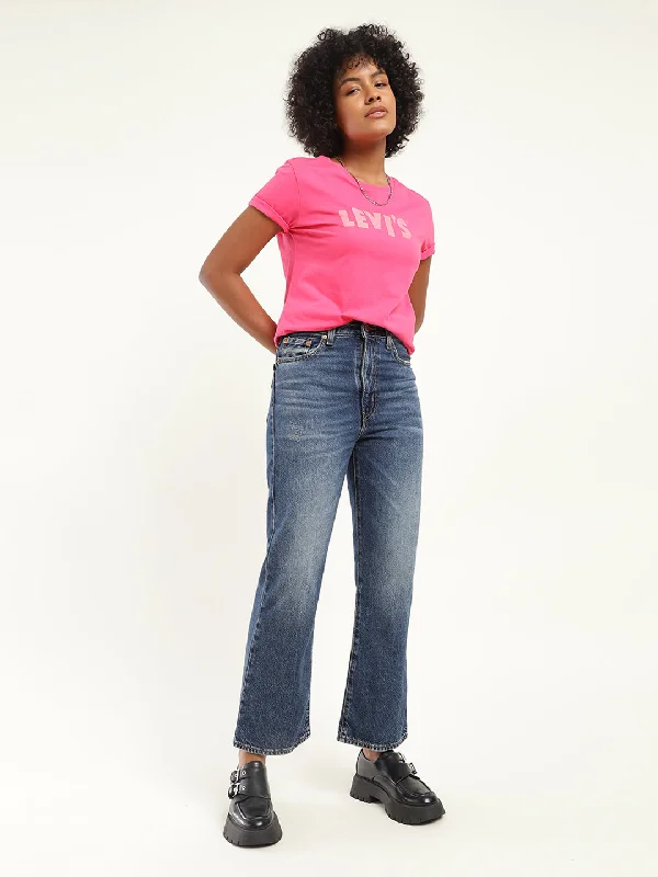 Women's denim jeans for online shop-Women's High Rise Ribcage Cropped Bootcut Jeans