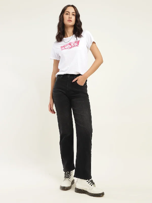 Women's denim jeans with a memorial cause design embellishment-Women's High Rise Ribcage Slim Straight Fit Jeans Women's denim jeans with a memorial cause design embellishment-Women's High Rise Ribcage Slim Straight Fit Jeans