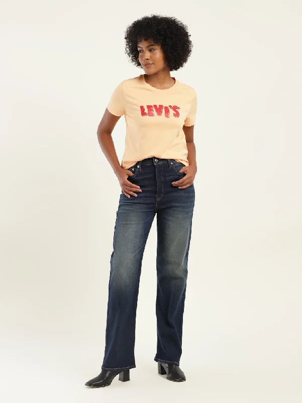 Women's denim jeans with a charity cause design embellishment-Women's High Rise Ribcage Straight Fit Jeans Women's denim jeans with a charity cause design embellishment-Women's High Rise Ribcage Straight Fit Jeans