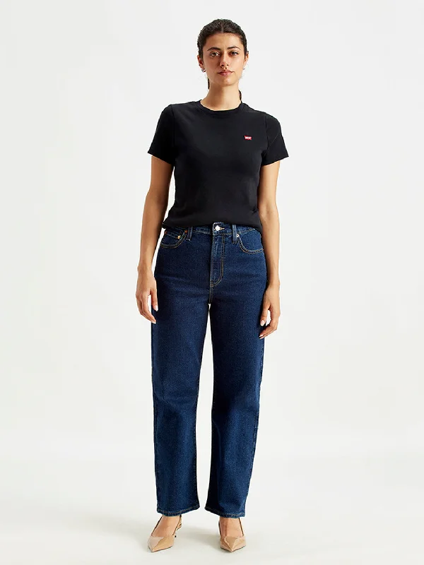 Women's denim jeans with a utility style-Women's High Rise Ribcage Straight Blue Jeans Women's denim jeans with a utility style-Women's High Rise Ribcage Straight Blue Jeans