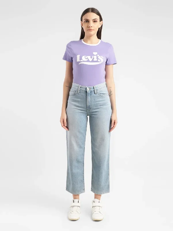 Women's denim jeans with a awareness cause design embellishment-Women's High Rise Ribcage Straight Fit Jeans Women's denim jeans with a awareness cause design embellishment-Women's High Rise Ribcage Straight Fit Jeans