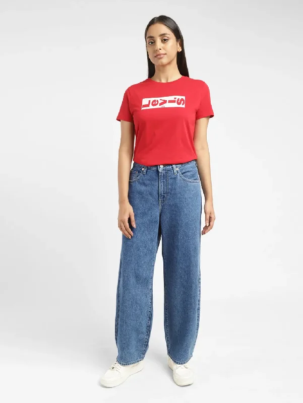 Women's denim jeans with stretch-Women's High Rise Ribcage Straight Fit Jeans