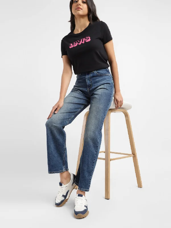 Women's denim jeans with a faith cause design embellishment-Women's High Rise Ribcage Straight Fit Jeans Women's denim jeans with a faith cause design embellishment-Women's High Rise Ribcage Straight Fit Jeans