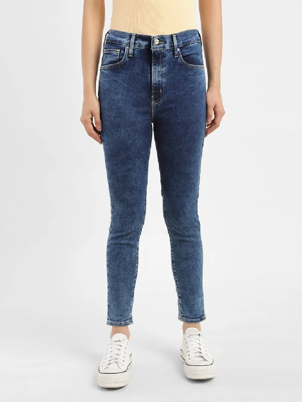 Women's denim jeans with a bird embellishment-Women's High Rise Skinny Jeans