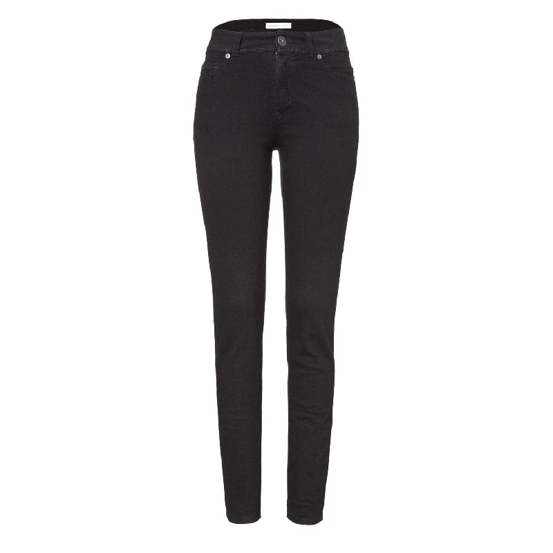 Women's denim jeans with sneakers-Womens High Rise Slim Jeans - Black One Wash
