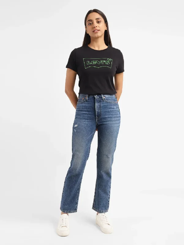 Women's denim jeans with a velvet trim-Women's High Rise Wedgie Straight Fit Jeans