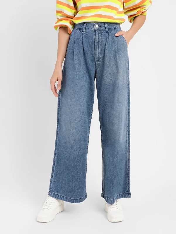 Women's denim jeans with a boycott cause design embellishment-Women's High Rise Loose Fit Jeans
