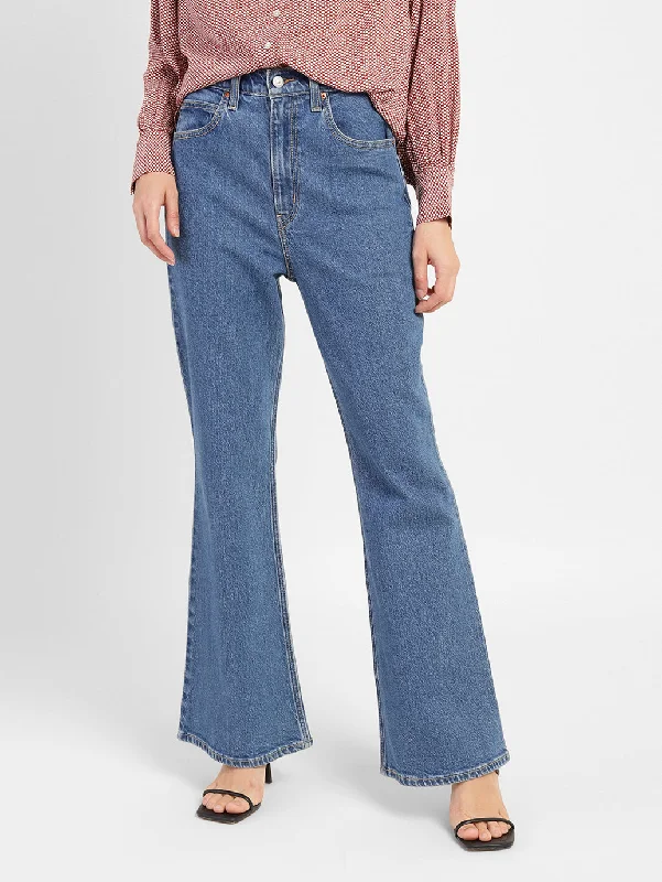 Women's denim jeans with a polka dot print-Women's High Rise 70's Bootcut Jeans