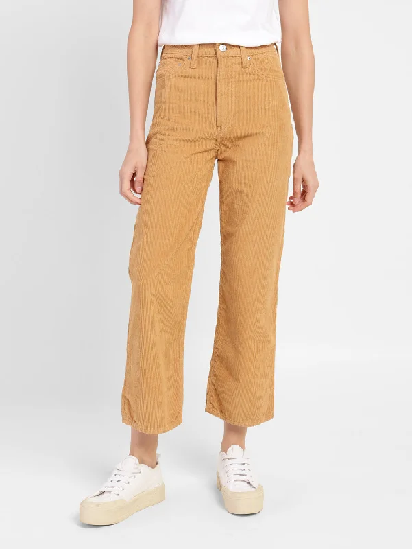 Women's denim jeans with a trendy style-Women's High Rise Loose Fit Trousers