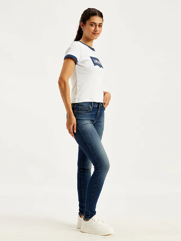 Women's denim jeans for curvy figures-Women's Mid Rise 711 Skinny Blue Jeans