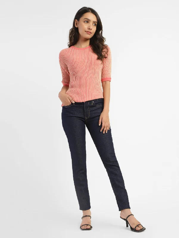 Women's denim jeans with a tab closure detail-Women's Mid Rise 711 Skinny Fit Jeans