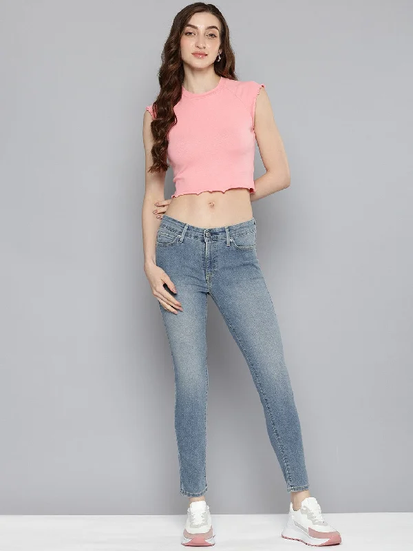 Women's denim jeans with a celestial body embellishment-Women's Mid Rise 711 Skinny Fit Jeans Women's denim jeans with a celestial body embellishment-Women's Mid Rise 711 Skinny Fit Jeans