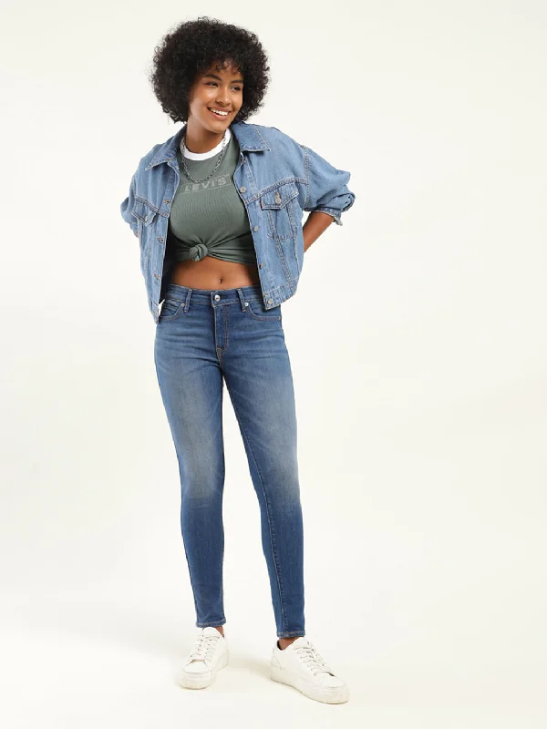 Women's denim jeans with a nature scene embellishment-Women's Mid Rise 711 Skinny Fit Jeans Women's denim jeans with a nature scene embellishment-Women's Mid Rise 711 Skinny Fit Jeans