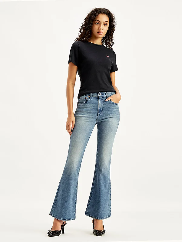 Women's denim jeans with a stretch twill fabric-Women's Mid Rise 726 Flaired Fit Blue Jeans Women's denim jeans with a stretch twill fabric-Women's Mid Rise 726 Flaired Fit Blue Jeans