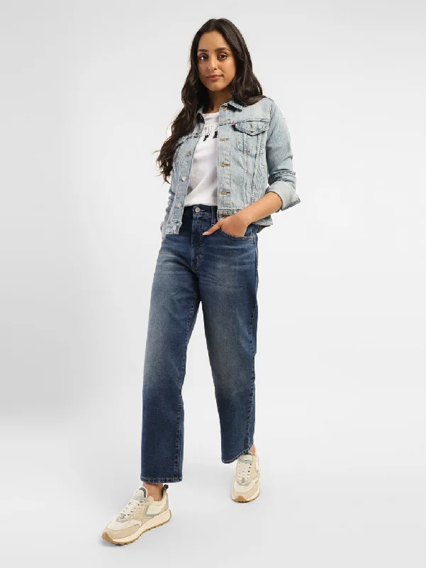 Women's denim jeans with a polka dot print-Women's Mid Rise 94 Baggy Fit Jeans