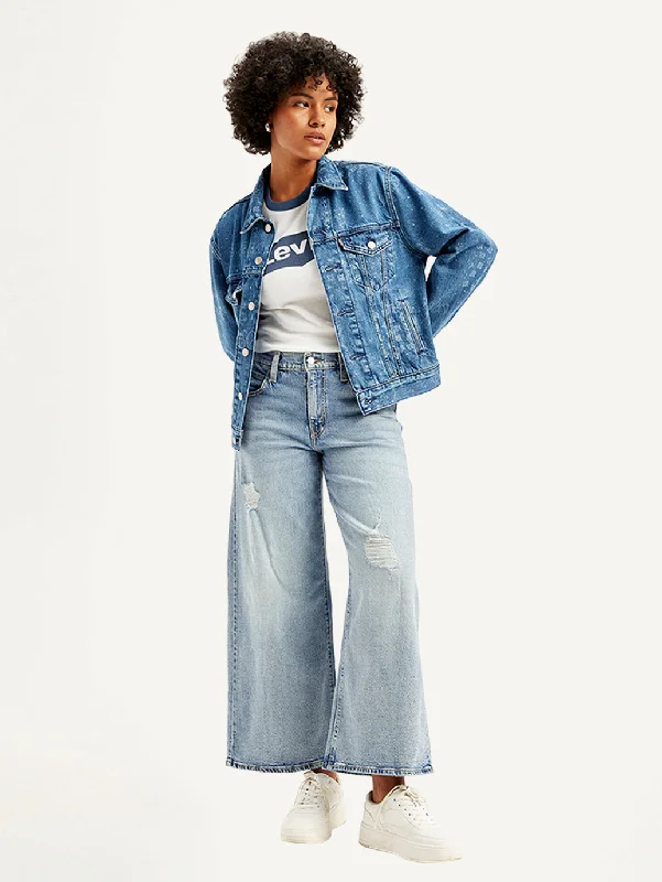 Women's denim jeans or fit what style-Women's Mid Rise 94 Baggy Wide Leg Blue Jeans Women's denim jeans or fit what style-Women's Mid Rise 94 Baggy Wide Leg Blue Jeans