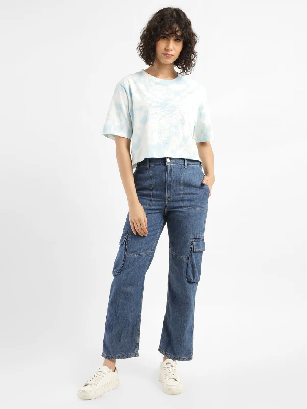 Women's denim jeans with a love change cause design embellishment-Women's High rise Ribcage Crop Bootcut Cargo Jeans Women's denim jeans with a love change cause design embellishment-Women's High rise Ribcage Crop Bootcut Cargo Jeans