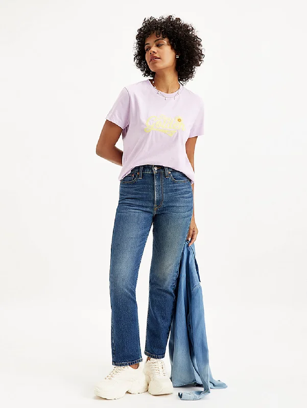 Women's denim jeans with a bell bottom leg-Women's Mid Rise Wedgie Straight Fit Blue Jeans Women's denim jeans with a bell bottom leg-Women's Mid Rise Wedgie Straight Fit Blue Jeans