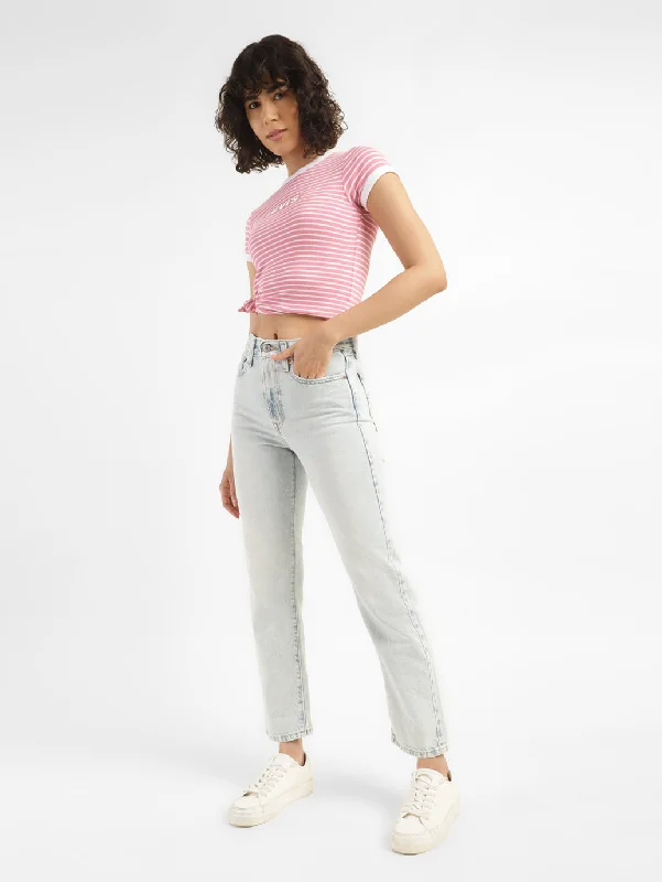 Women's denim jeans with a plaid print-Women's Mid Rise Wedgie Straight Fit Jeans
