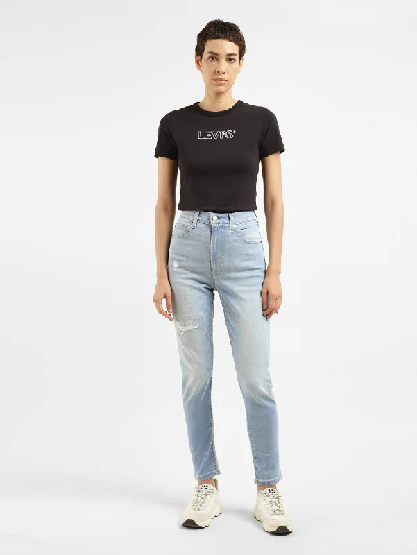 Women's denim jeans with a fruit embellishment-Women's High Rise Skinny Fit Jeans