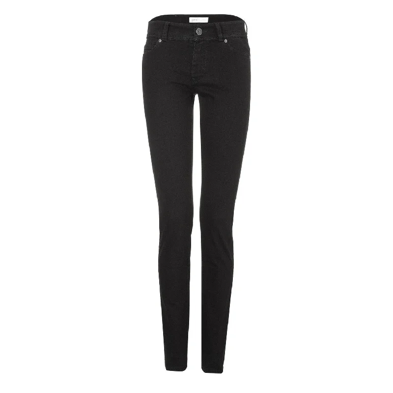 Women's denim jeans styled for winter-Womens Slim Jeans - Black One Wash