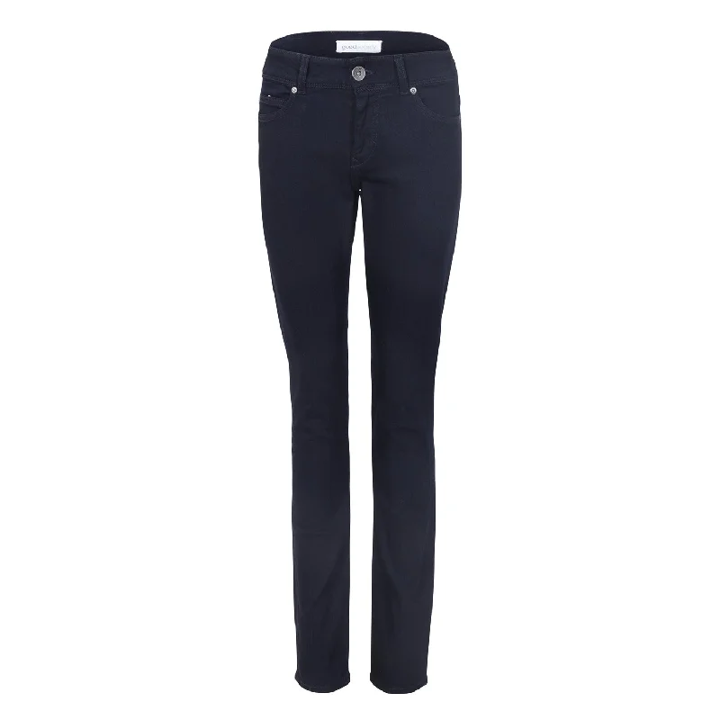 Women's denim jeans styled for summer-Womens Slim Jeans - Dark Blue One Wash