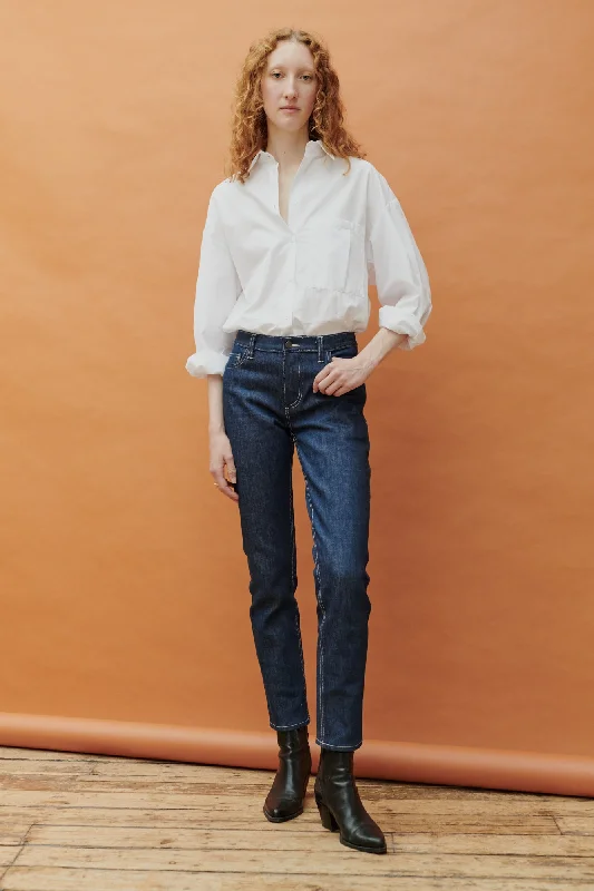 Women's denim jeans with a tribal design embellishment-Women's Straight Leg Mid Rise Jeans - Blue Women's denim jeans with a tribal design embellishment-Women's Straight Leg Mid Rise Jeans - Blue