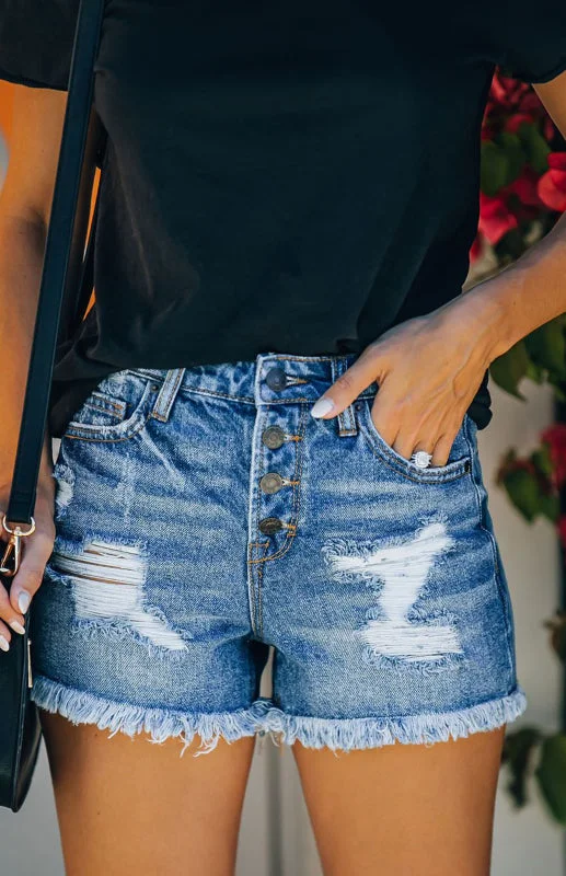 Women's denim shorts with premium denim construction :Women's Street Hipster Ripped Washed Versatile Fringed Denim Shorts Women's denim shorts with premium denim construction :Women's Street Hipster Ripped Washed Versatile Fringed Denim Shorts