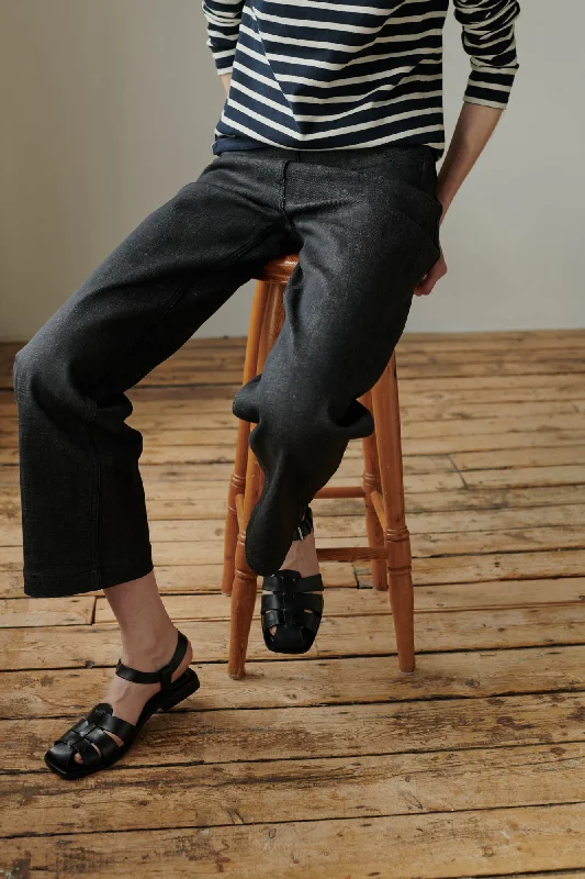 Women's denim jeans with a fundraising cause design embellishment-Women's Work Wide Straight Jean - Black