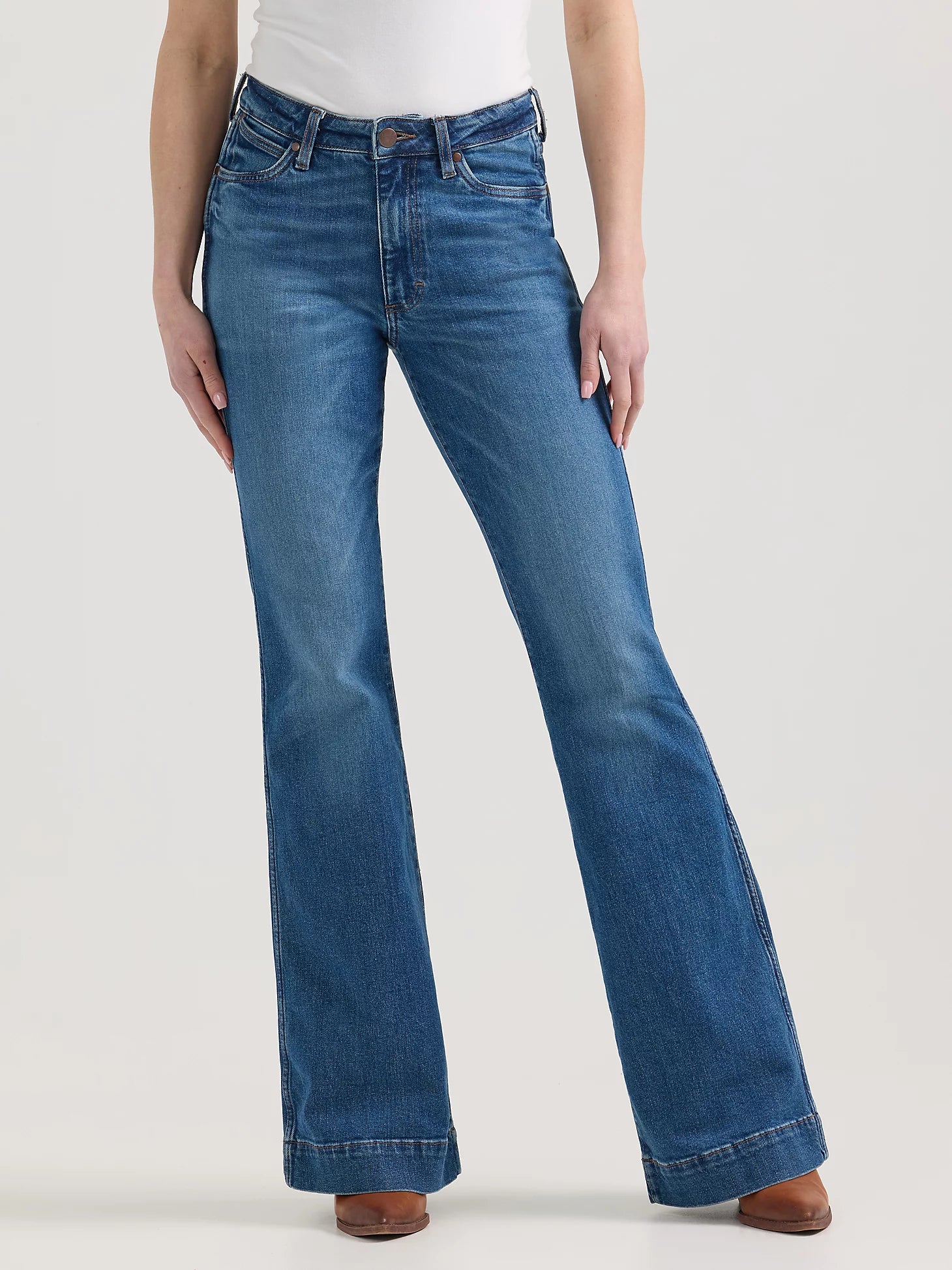 Women's denim jeans with a raw hem-Wrangler Retro® Bailey High Rise Trouser Jean-Bessie
