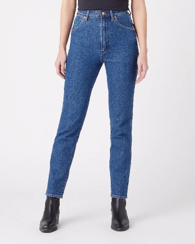 Wrangler Womens Walker High Slim Jeans - Raincloud