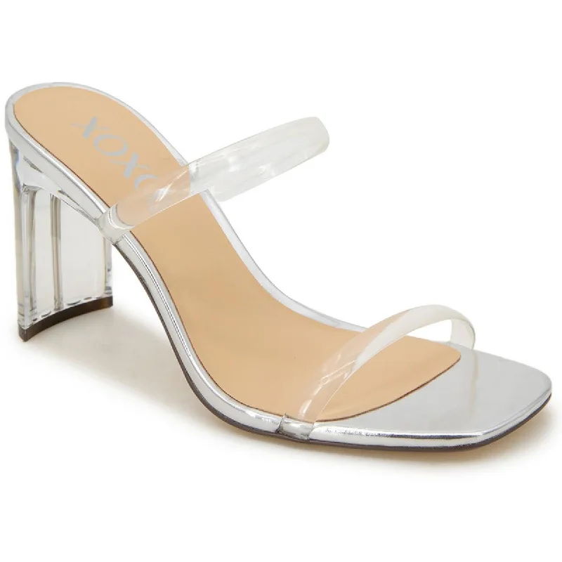 XOXO Womens Laceless Vinyl Block Heel---Transparent Vinyl Pumps for Bold Fashion Statements