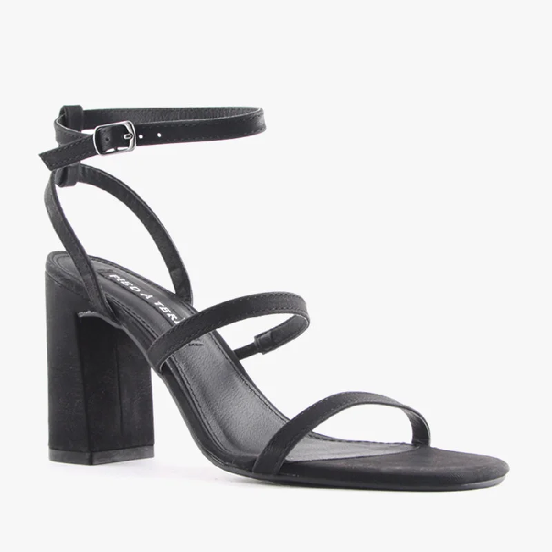 Versatile Heeled Sandals for Any Occasion---ZAKI BLACK NUBUCK