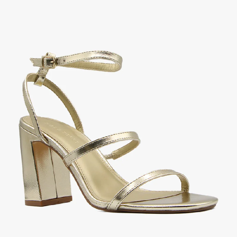 Versatile Heeled Sandals for Any Occasion---ZAKI GOLD METALLIC