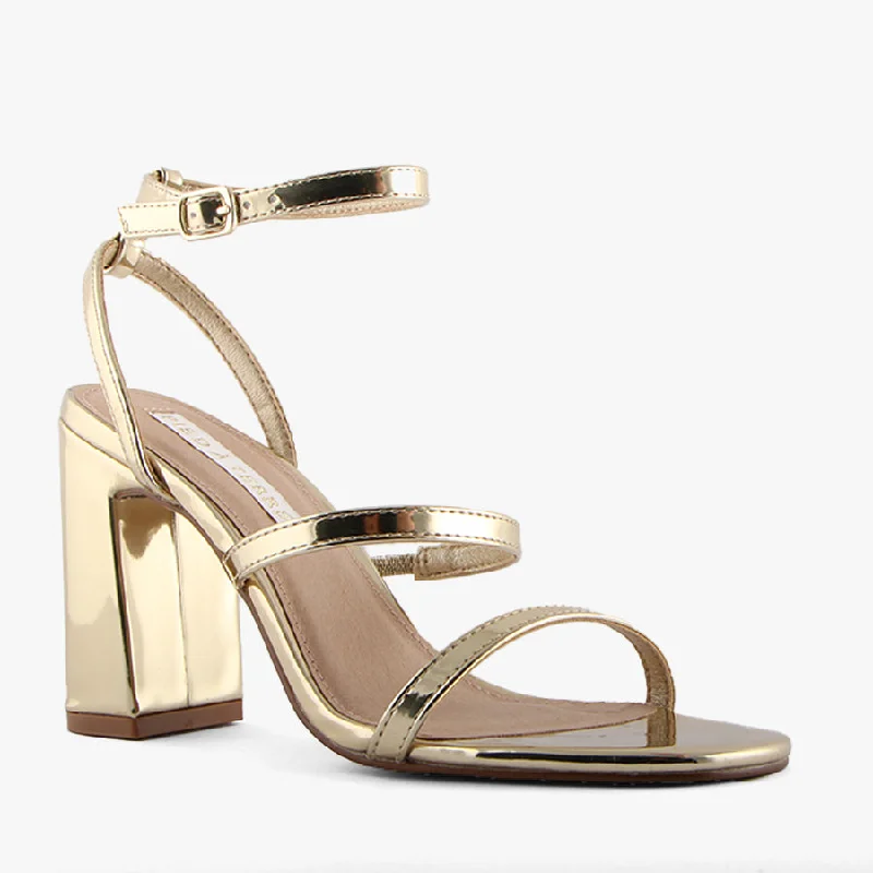 Versatile Heeled Sandals for Any Occasion---ZAKI GOLD PATENT