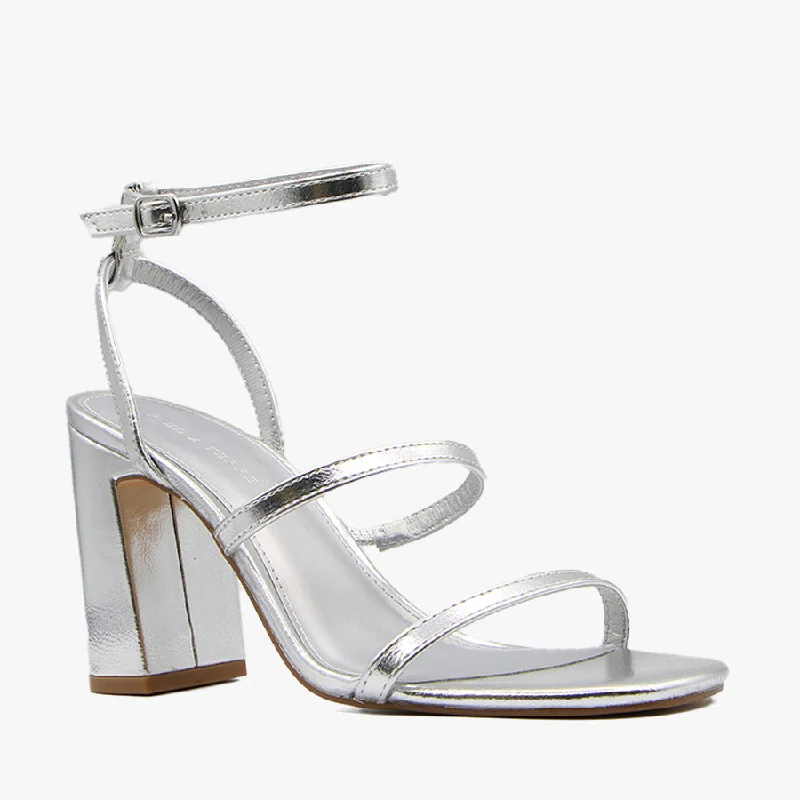 Versatile Heeled Sandals for Any Occasion---ZAKI SILVER METALLIC