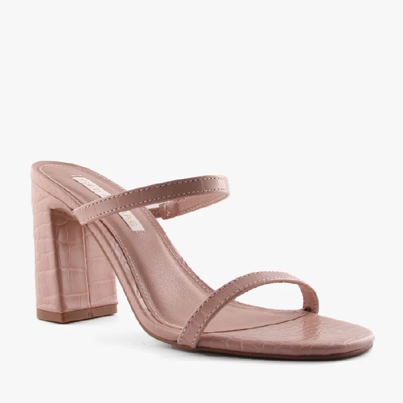 Versatile Heeled Sandals for Any Occasion---ZULI PINK CROC