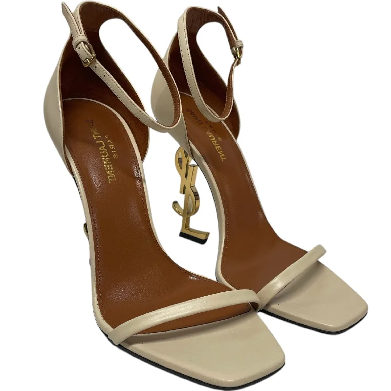 Stylish Ankle Strap Heels for Women--YVES SAINT LAURENT/Heels/EU 39/Cotton/CRM/Ankle Strap/ysl on heel