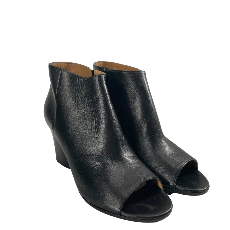 Maison Margiela/Heels/EU 36/Leather/BLK/Open-Toe/BLK WOOD HEEL---Comfortable Leather Pumps for Office and Everyday Wear