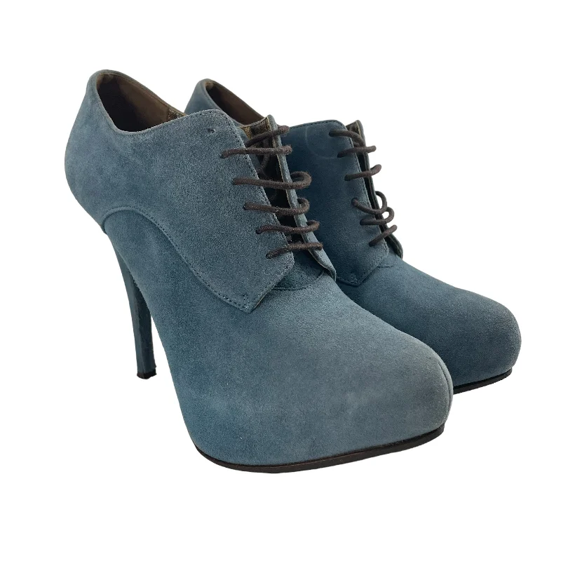 Affordable Suede Ankle Pumps for All-Day Wear--DOLCE&GABBANA/Heels/EU 36/Suede/BLU/LACE UP CLOSED TOE HEELS