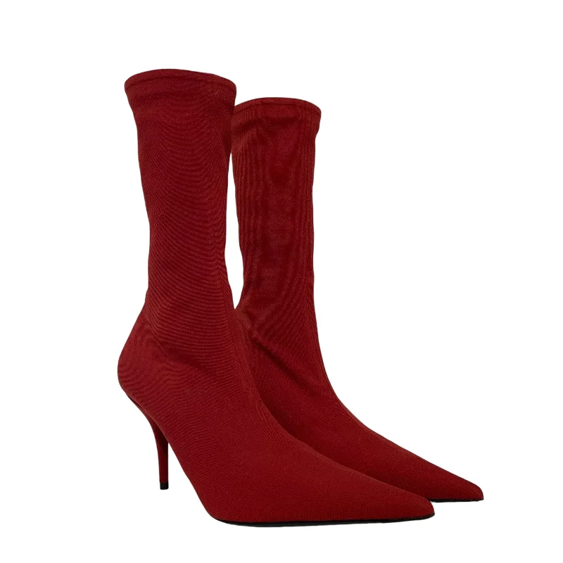 Stiletto Heel Pumps with Perfect Fit--BALENCIAGA/Heels/EU 37.5/Polyester/RED/SOCK HEEL / POINTED TOE-Fashionable & Classic