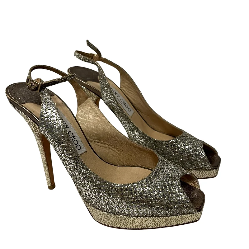 JIMMY CHOO/Heels/EU 38/Glitter/SLV/---Trendy Glitter Heels for a Glamorous Look