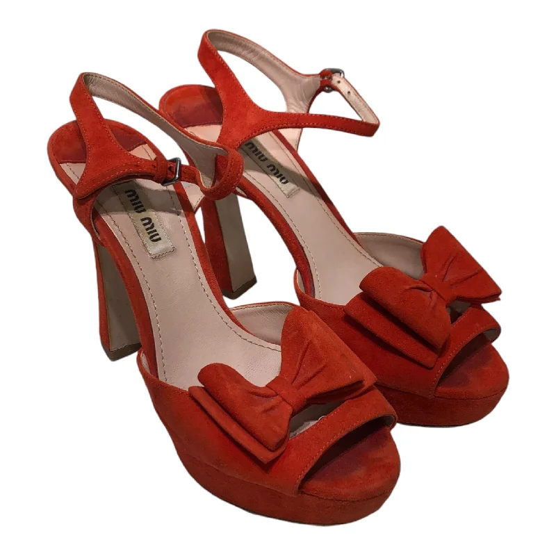 Versatile Heeled Sandals for Any Occasion---MIU MIU/Heels/US 6.5/ORN/