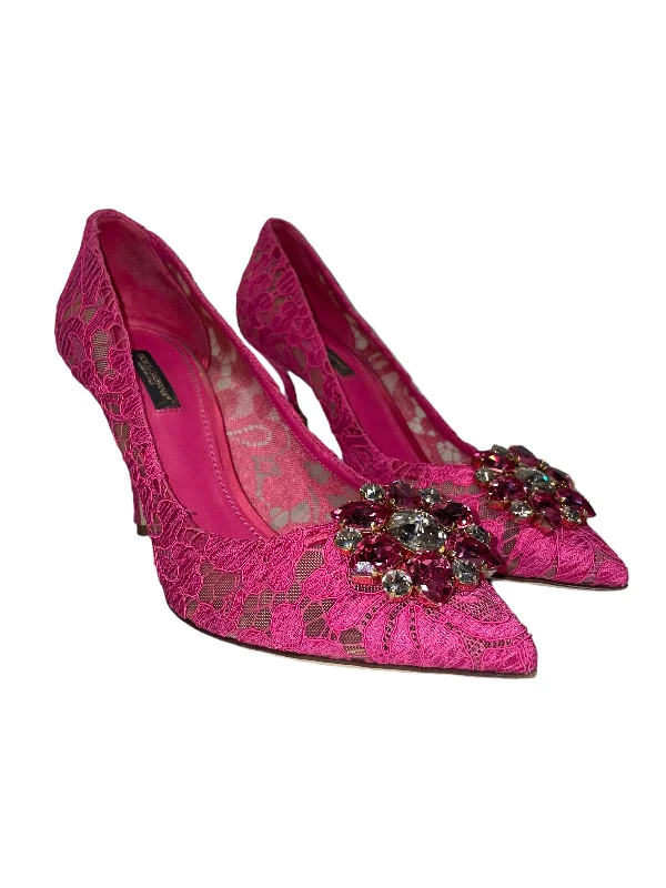 Stylish Lace Pumps for a Chic Look--DOLCE&GABBANA/Heels/EU 39.5/PNK/LACE POINT TOE HEEL