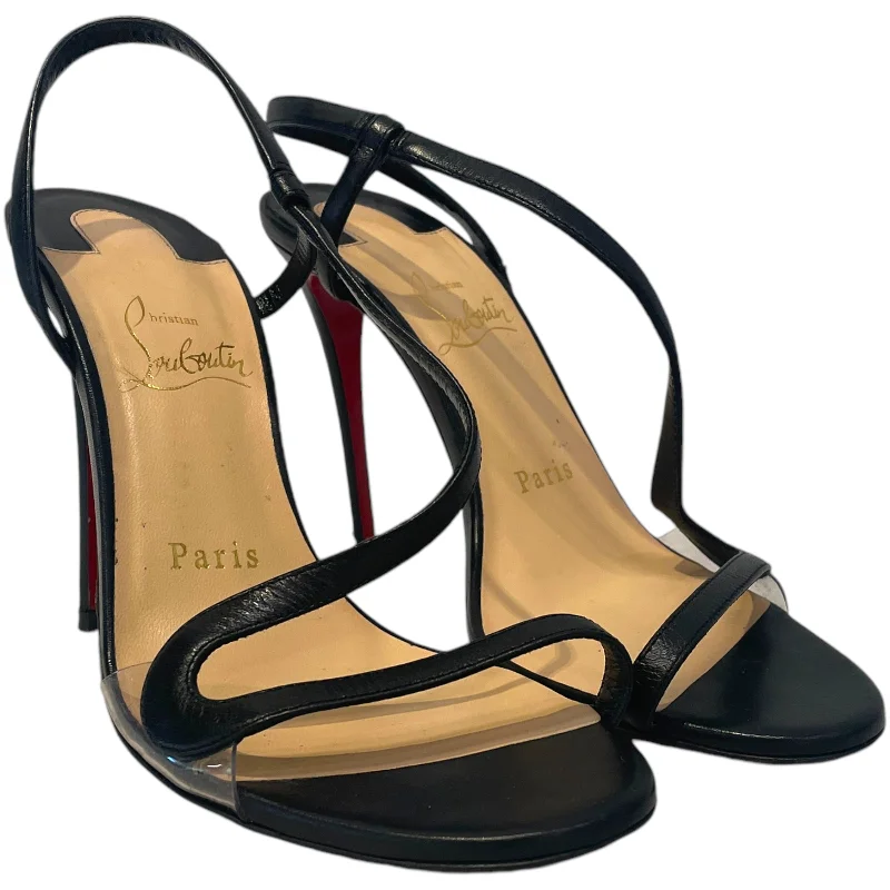 Christian Louboutin/Heels/EU 37/All Over Print/Leather/BLK/Stilleto---Comfortable Leather Pumps for Office and Everyday Wear