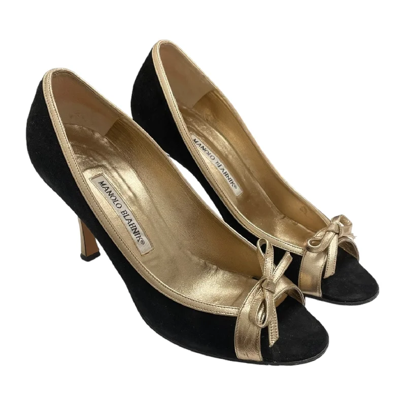 Affordable Suede Ankle Pumps for All-Day Wear--MANOLO BLAHNIK/Heels/US 7/Suede/BLK/