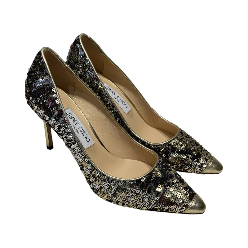 JIMMY CHOO/Heels/EU 39/All Over Print/GLD/sequin pumps---Trendy Glitter Heels for a Glamorous Look