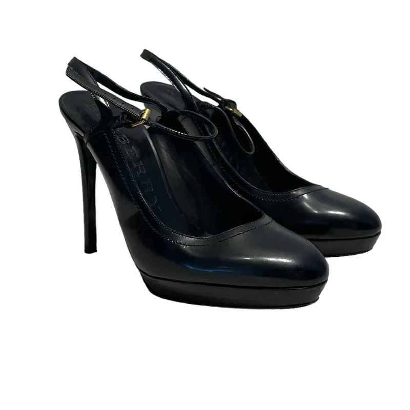 BURBERRY/Heels/US 6/Leather/BLK/---Comfortable Leather Pumps for Office and Everyday Wear